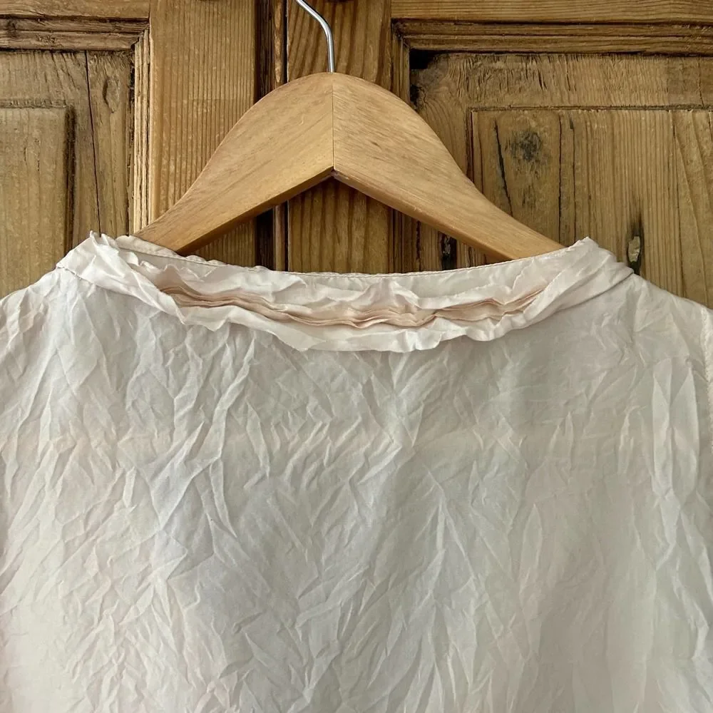 J. Crew Pale Pink‎ Silk Blouse Sleeveless Top Fringe Collar V-Neck Womens Size 6